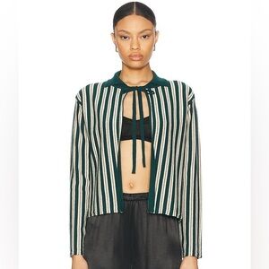 Bode Hogan wool and cashmere stripe cardigan in green multi, Size Small, New